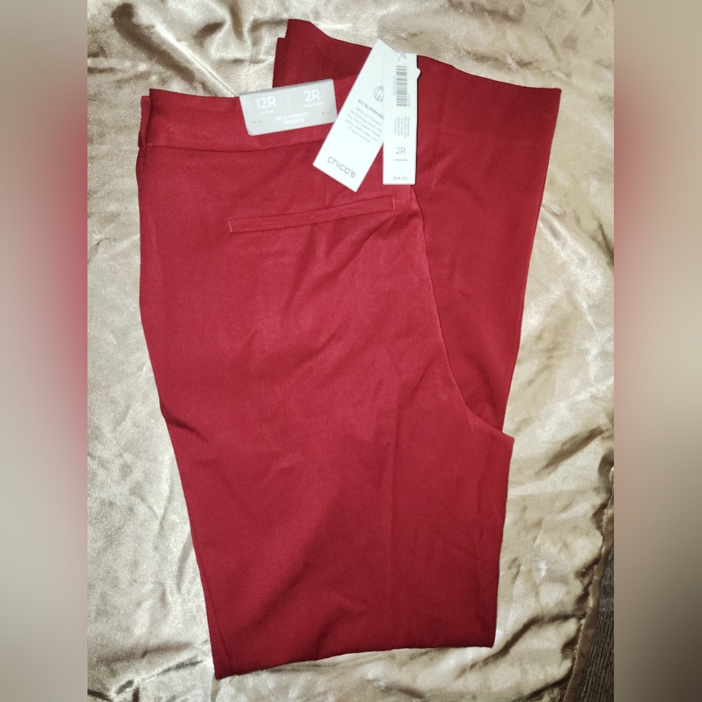 Chico's Women's So Slimming Trouser Basic Straight Leg Enamel Red Pant  - Picture 2 of 6